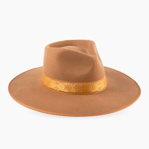 Teak Rancher Special Wool Fedora Hat - Lack of Color Wide-Brim with Gold Band